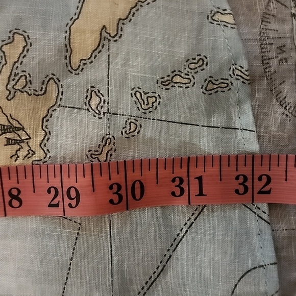 NWT Lands End Traditional Fit Lt Blue Radiance Map Print Linen Men's XL - Picture 11 of 11